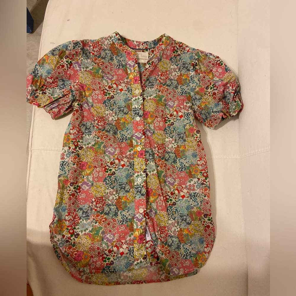 Jcrew Short Sleeve Floral Blouse